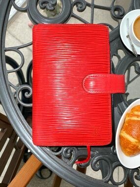 Louis Vuitton Red EPI Textured Leather Logo Organizer with Inserts